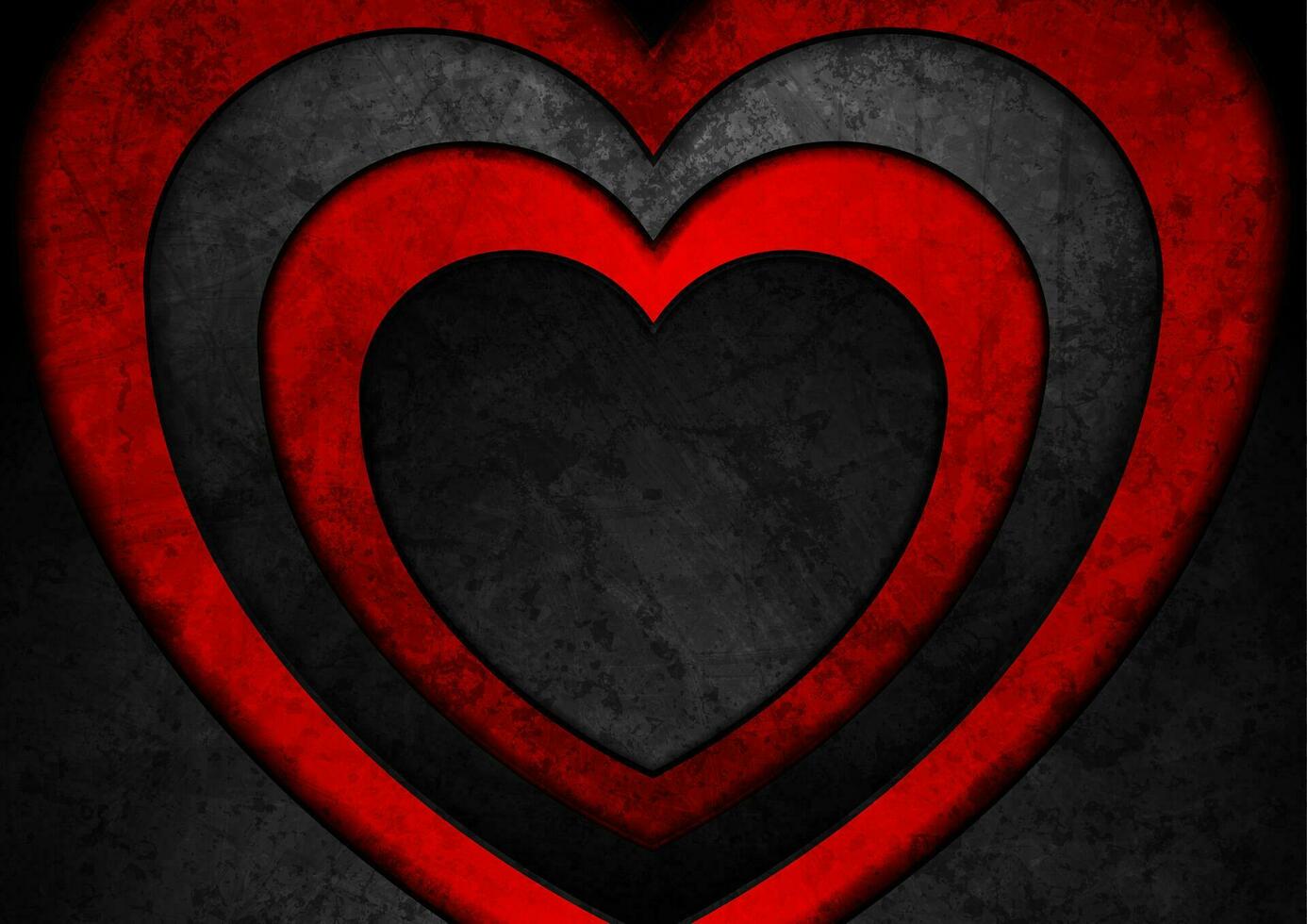 Contrast red and black hearts grunge abstract background vector