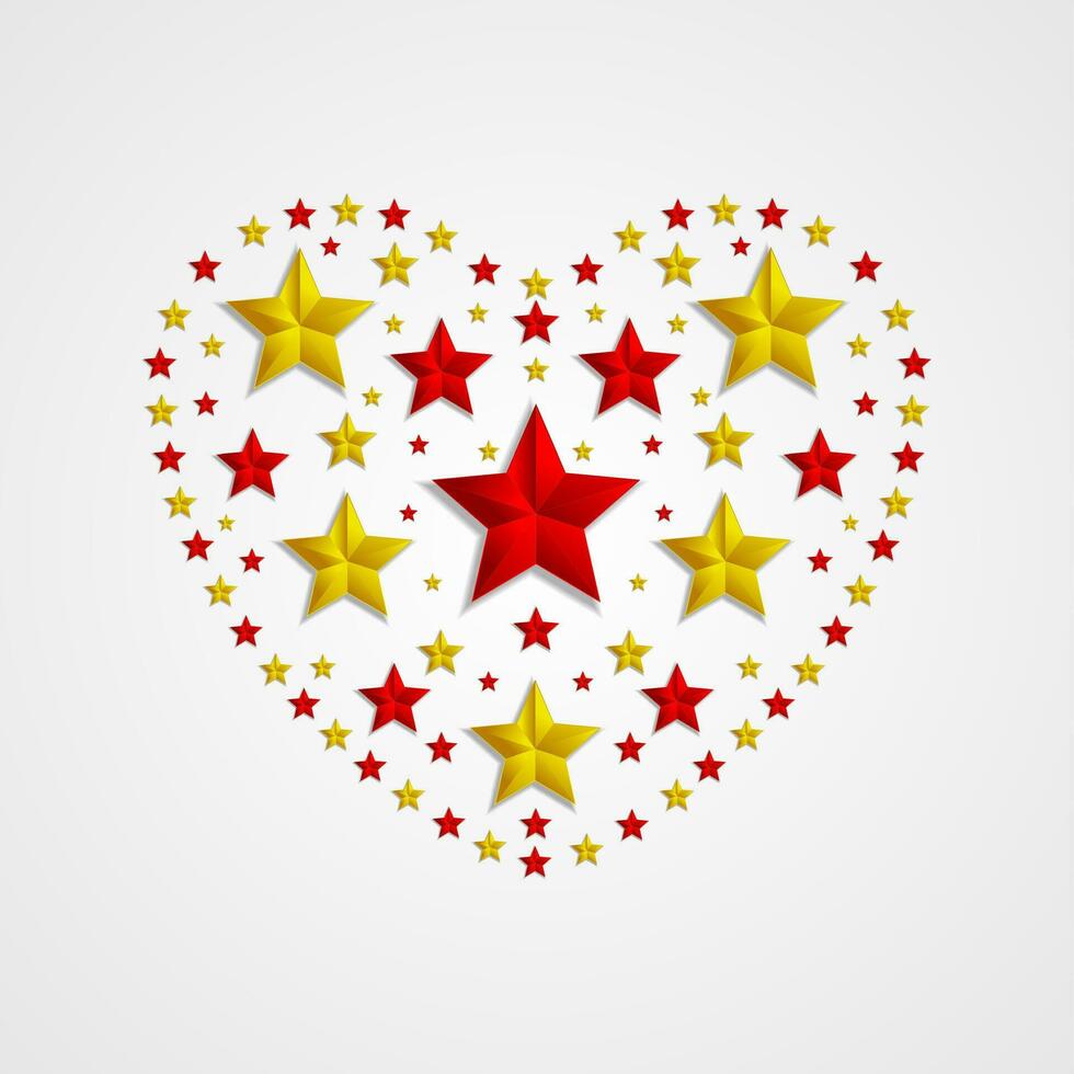 Heart shape from red and golden stars abstract background 26731943
