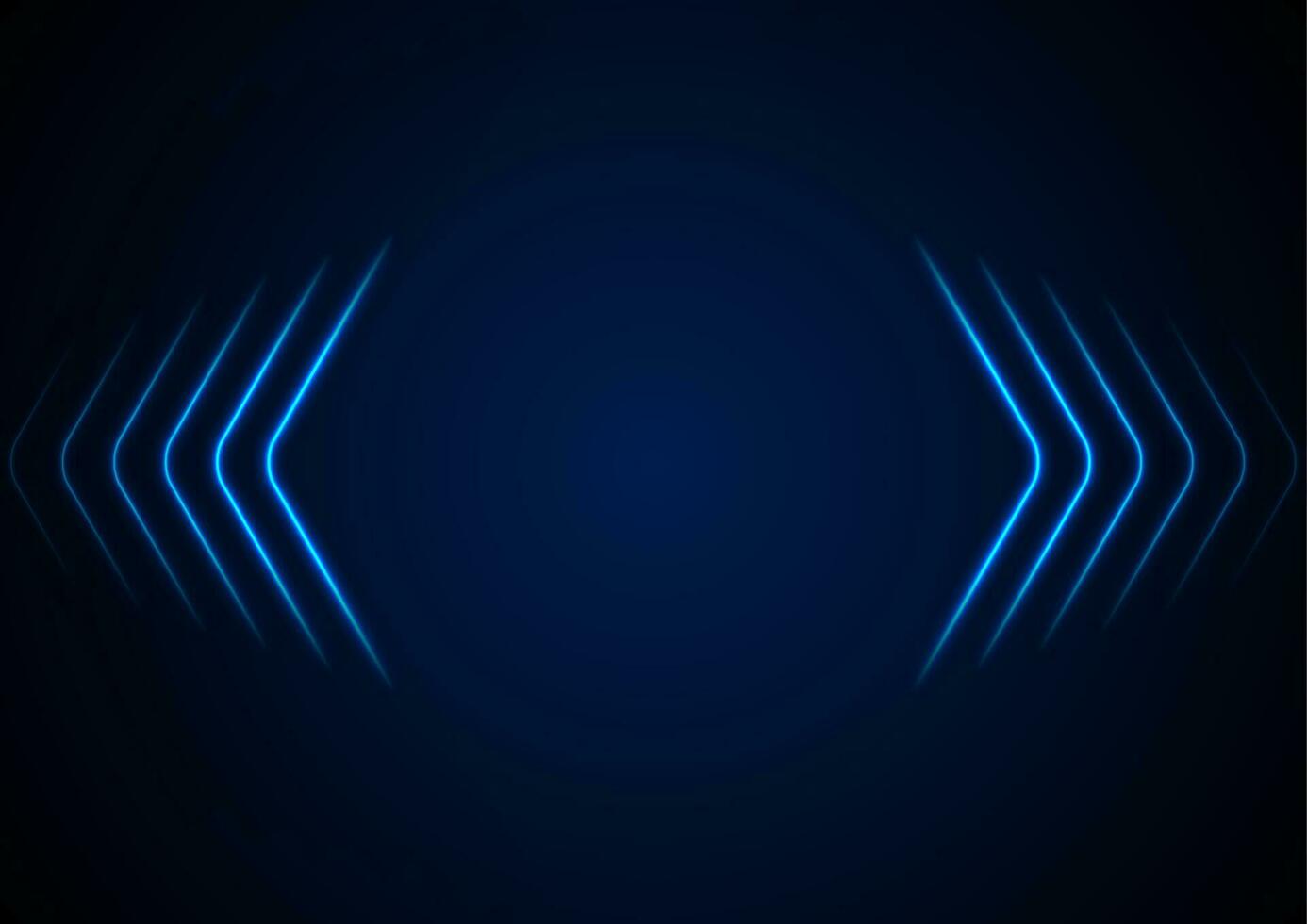 Bright blue abstract neon arrows tech sci-fi background vector