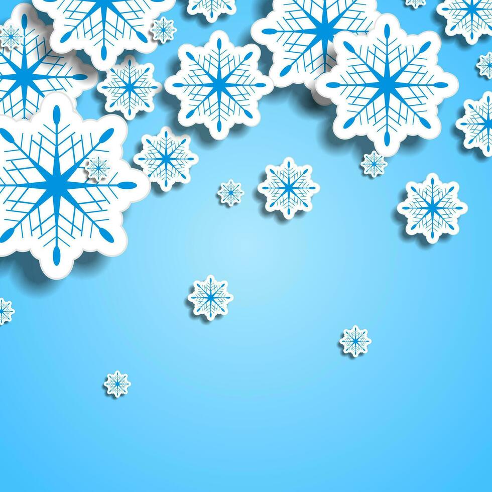Blue and white Christmas snowflakes vector