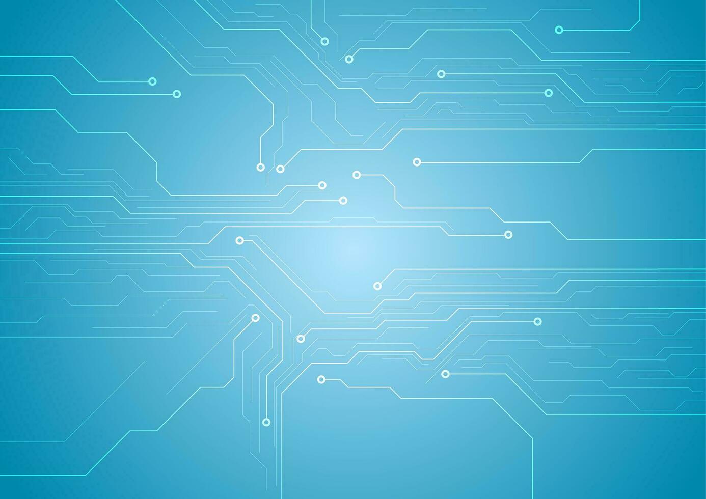 Bright blue circuit board chip technology background vector