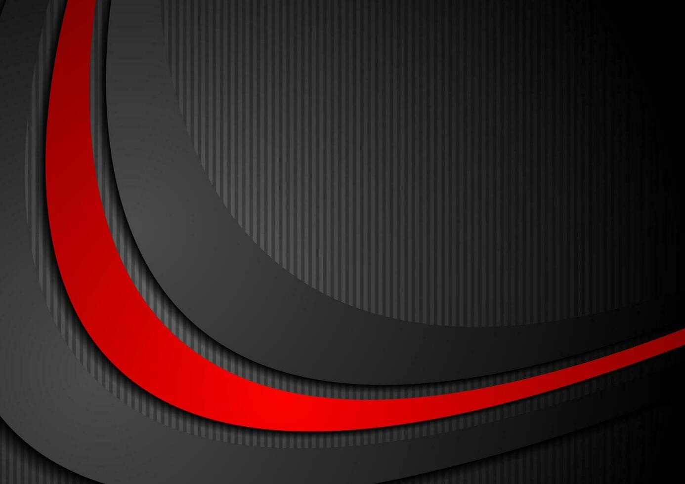 Dark corporate background with black red waves vector