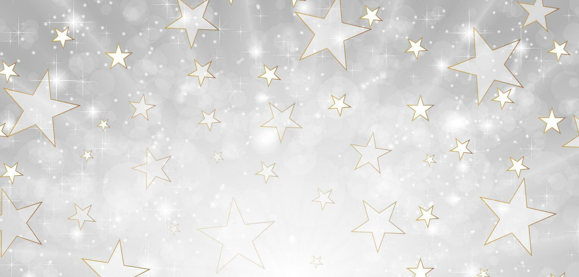 Grey and gold deluxe background with stars and beams vector