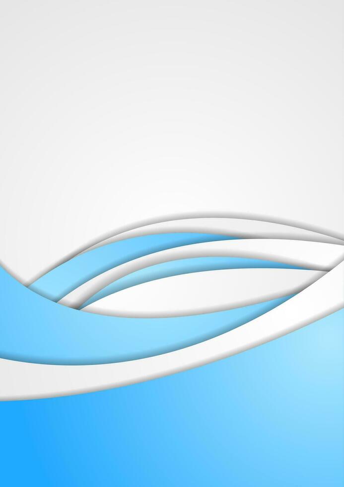 Blue and grey abstract wavy corporate background vector