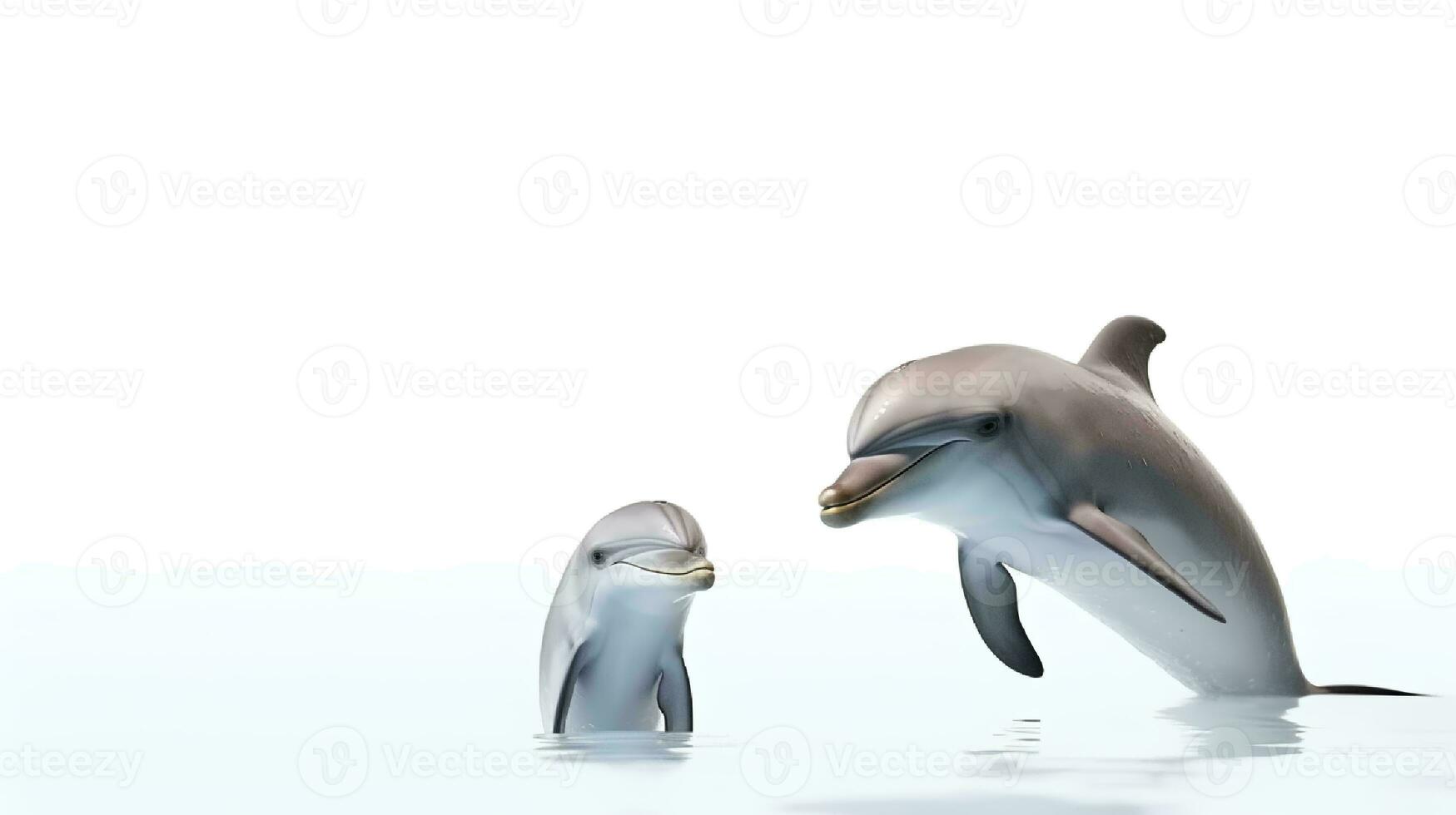 Photo of a dolphin on white background. Generative AI