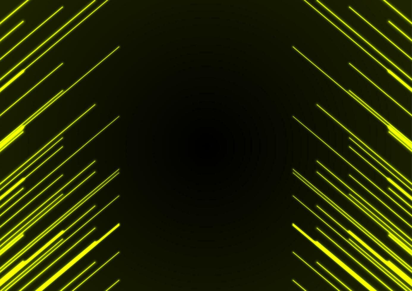 Bright yellow neon lines abstract tech background vector