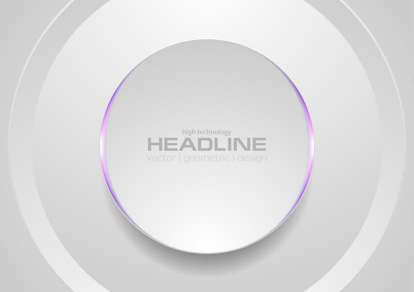 Grey circle with violet light abstract tech background vector