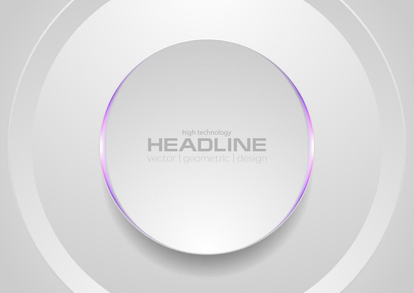 Grey circle with violet light abstract tech background vector