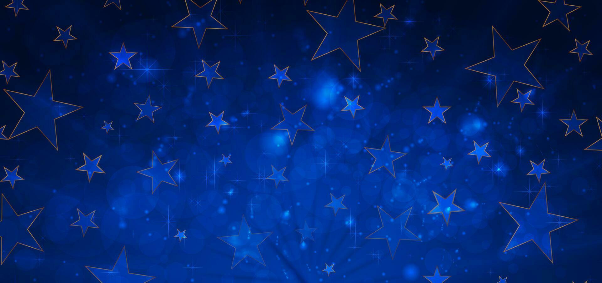 Dark blue shiny background with golden stars vector