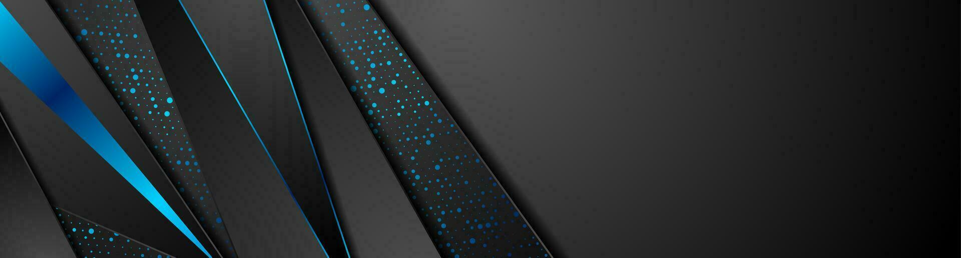 Black technology abstract banner with blue dots vector