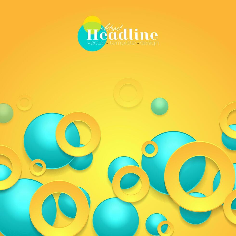 Vibrant turquoise and orange circles abstract background vector