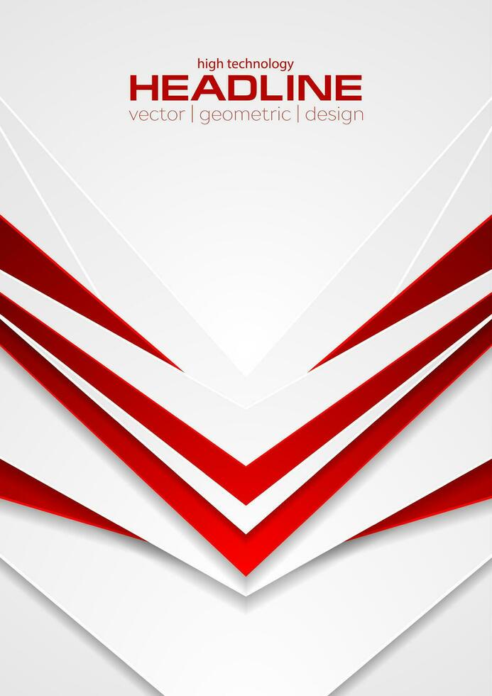 Red and white abstract tech arrows flyer background vector