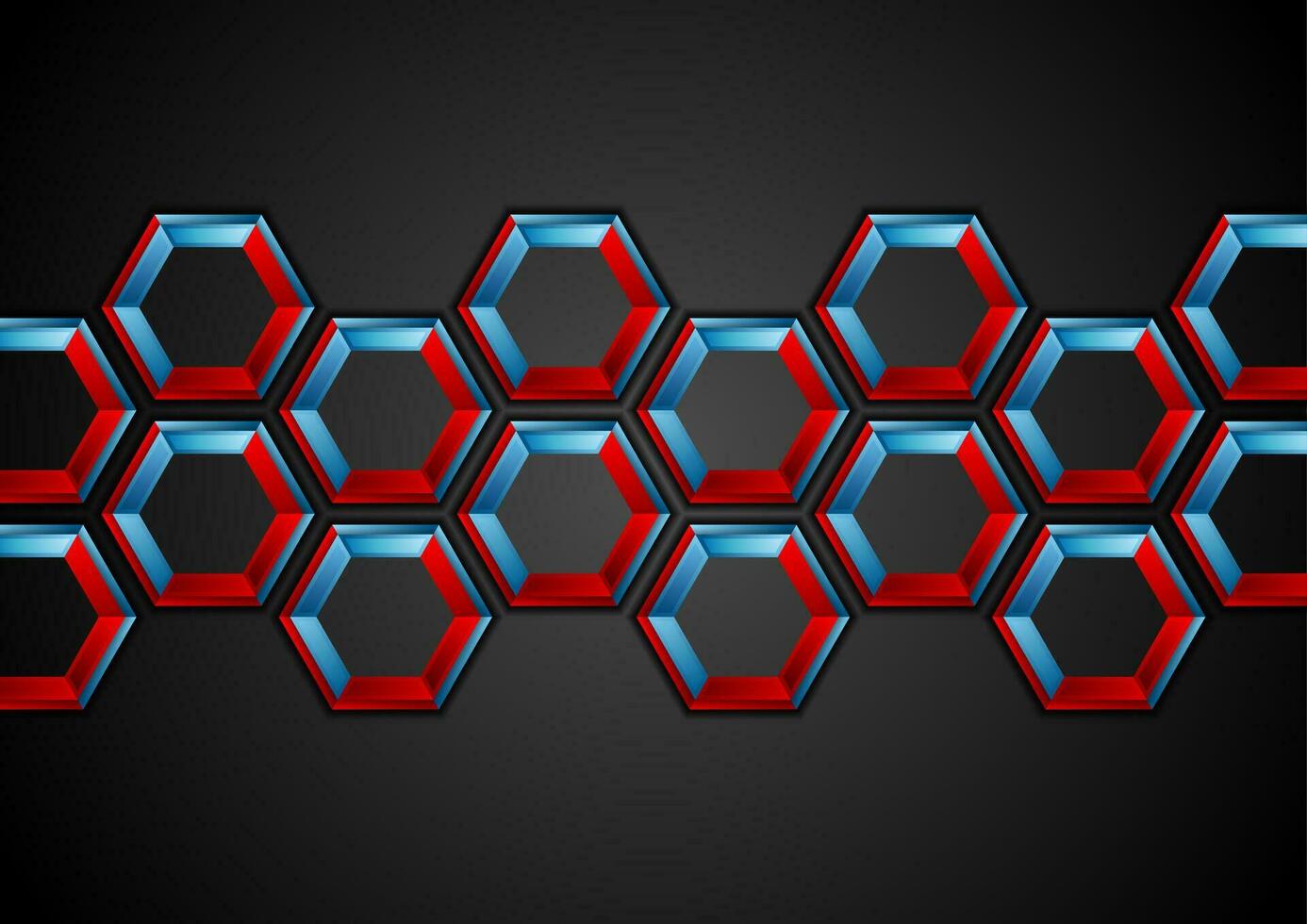 Blue and red hexagons abstract tech background vector