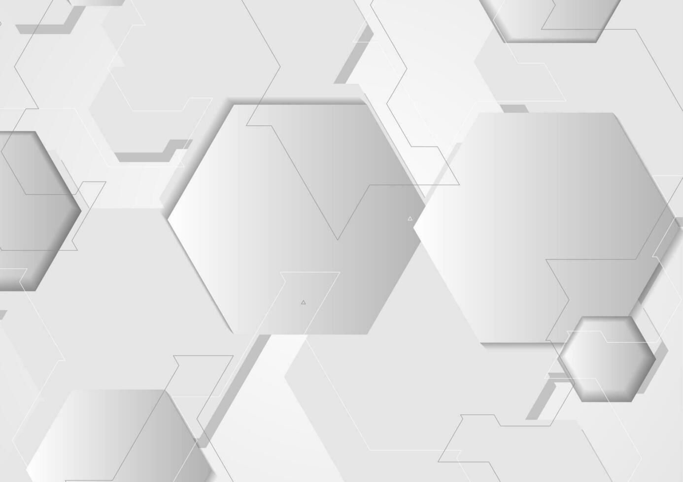 Abstract grey minimal tech hexagons background vector