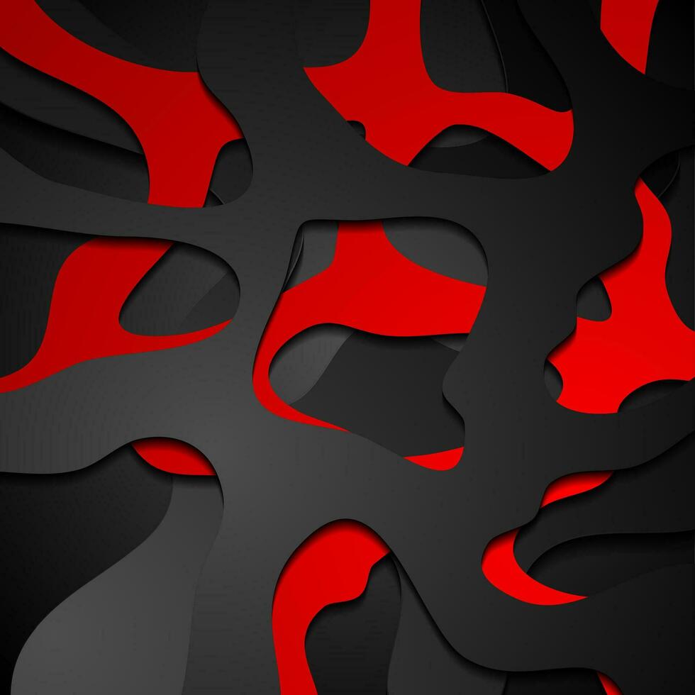 Red and black corporate wavy pattern vector