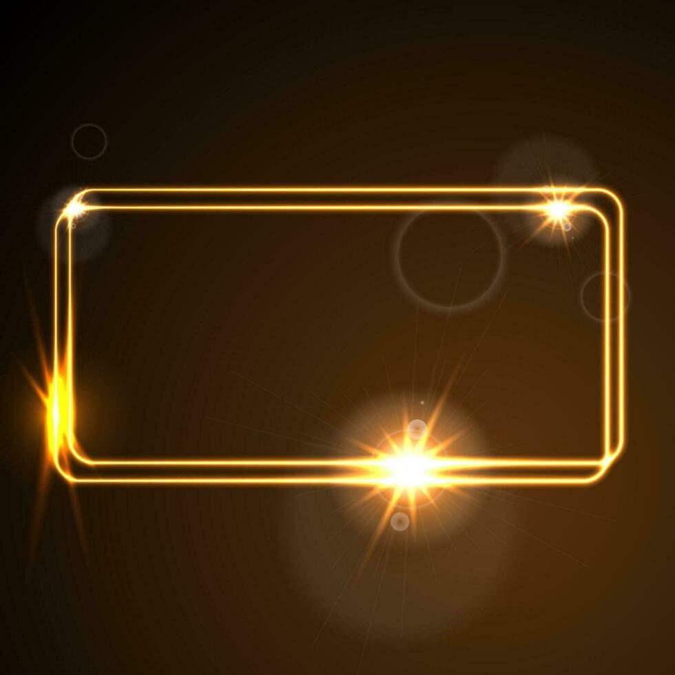 Glow orange neon vector frame shiny template design