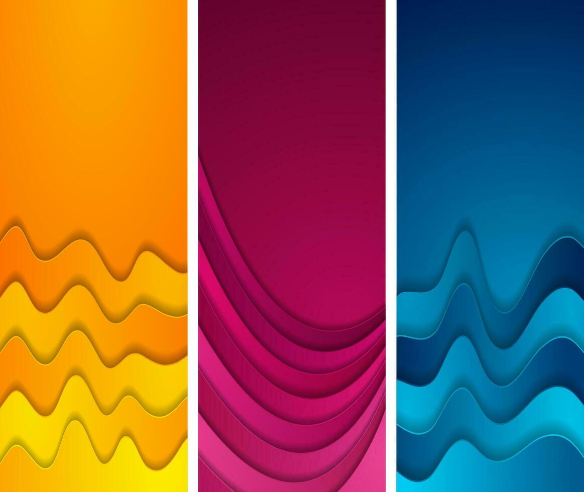 Bright abstract wavy vertical banners design vector