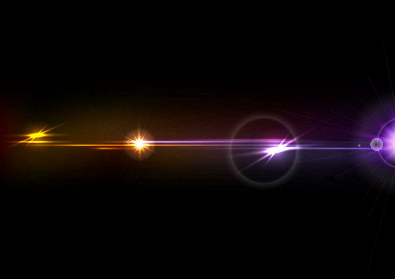 Orange purple glow lens flare effect vector design