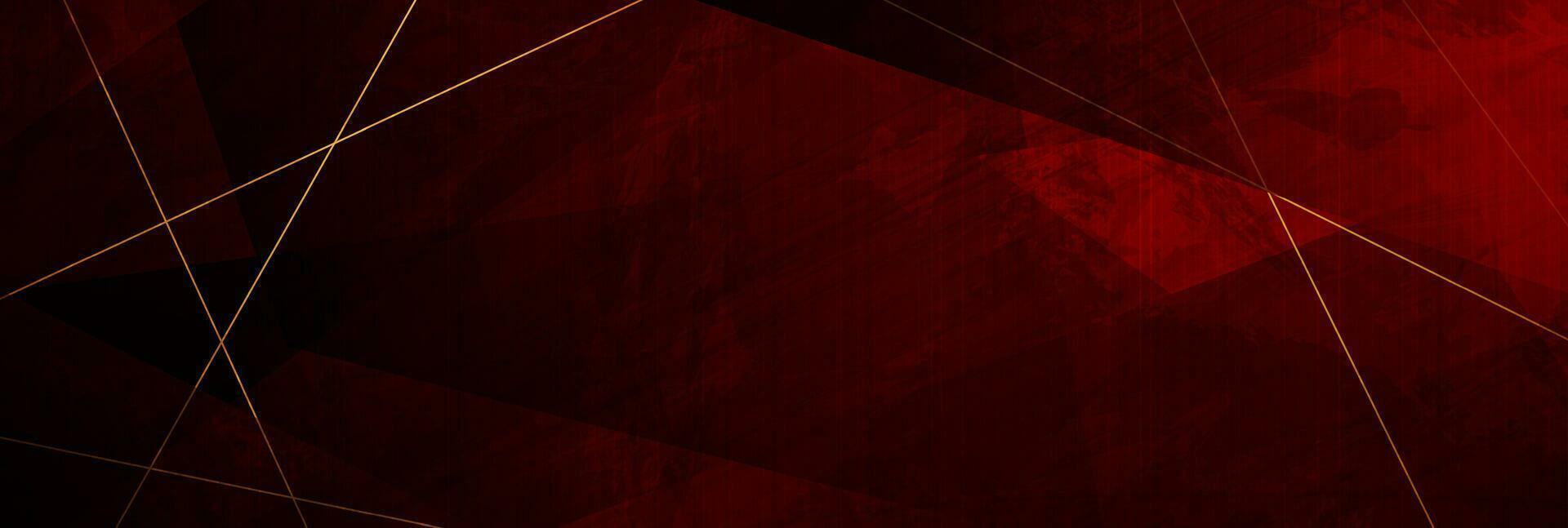 Red grunge corporate abstract background with golden lines vector