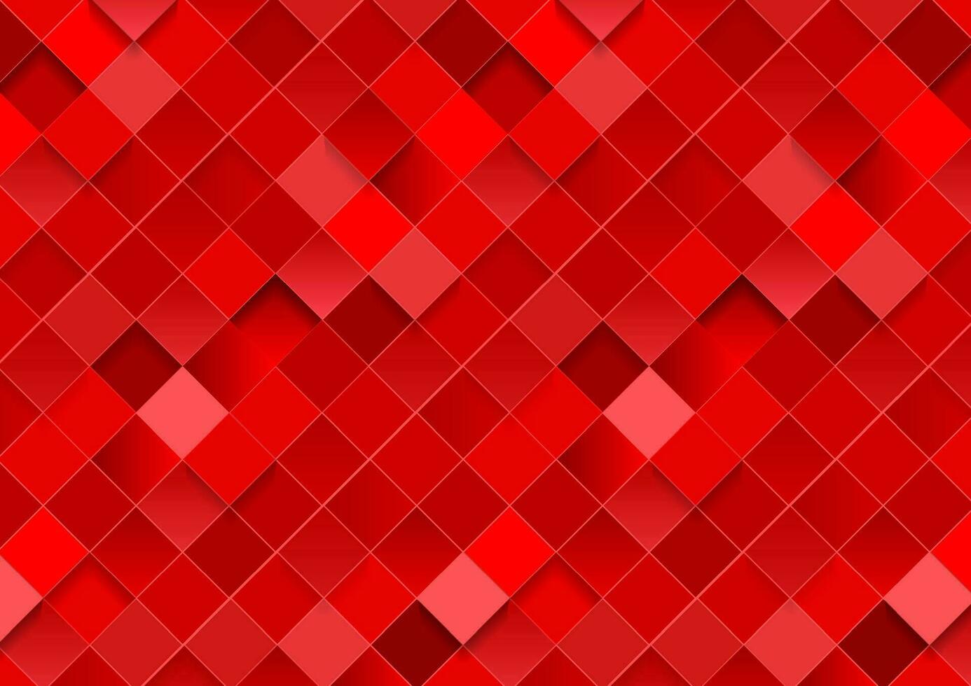 Bright red geometric squares mosaic abstract background vector
