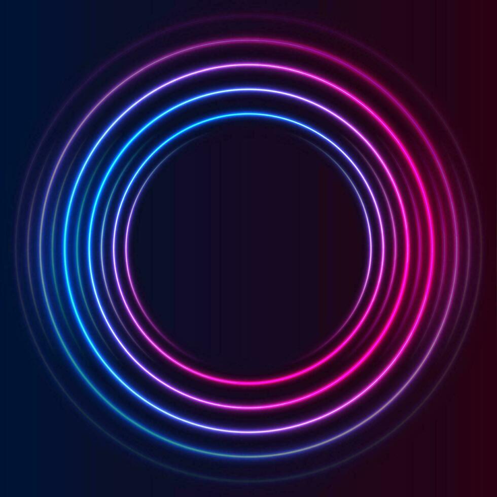 Blue and purple neon circles abstract futuristic background vector