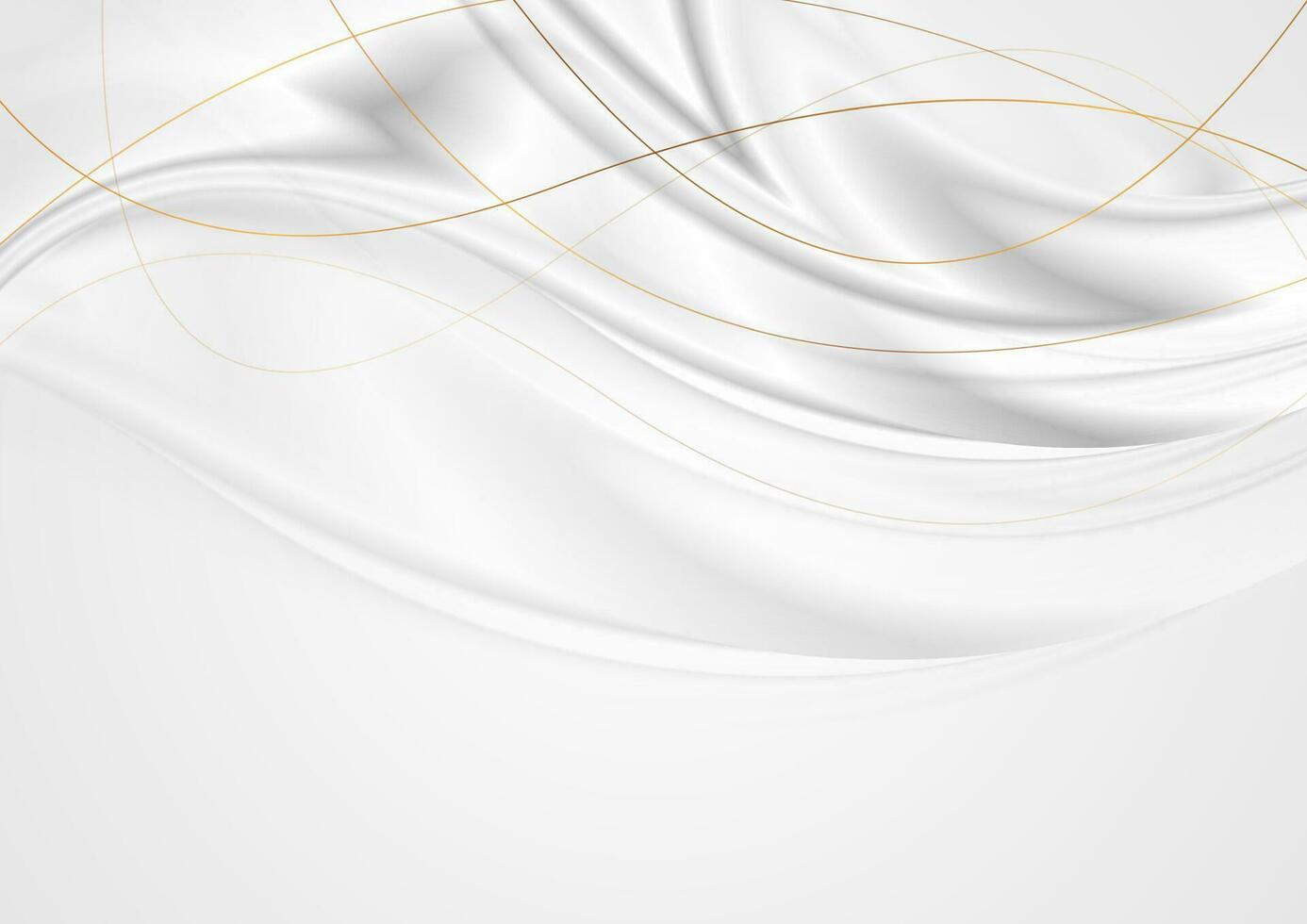 Grey silver smooth waves with curved bronze lines vector