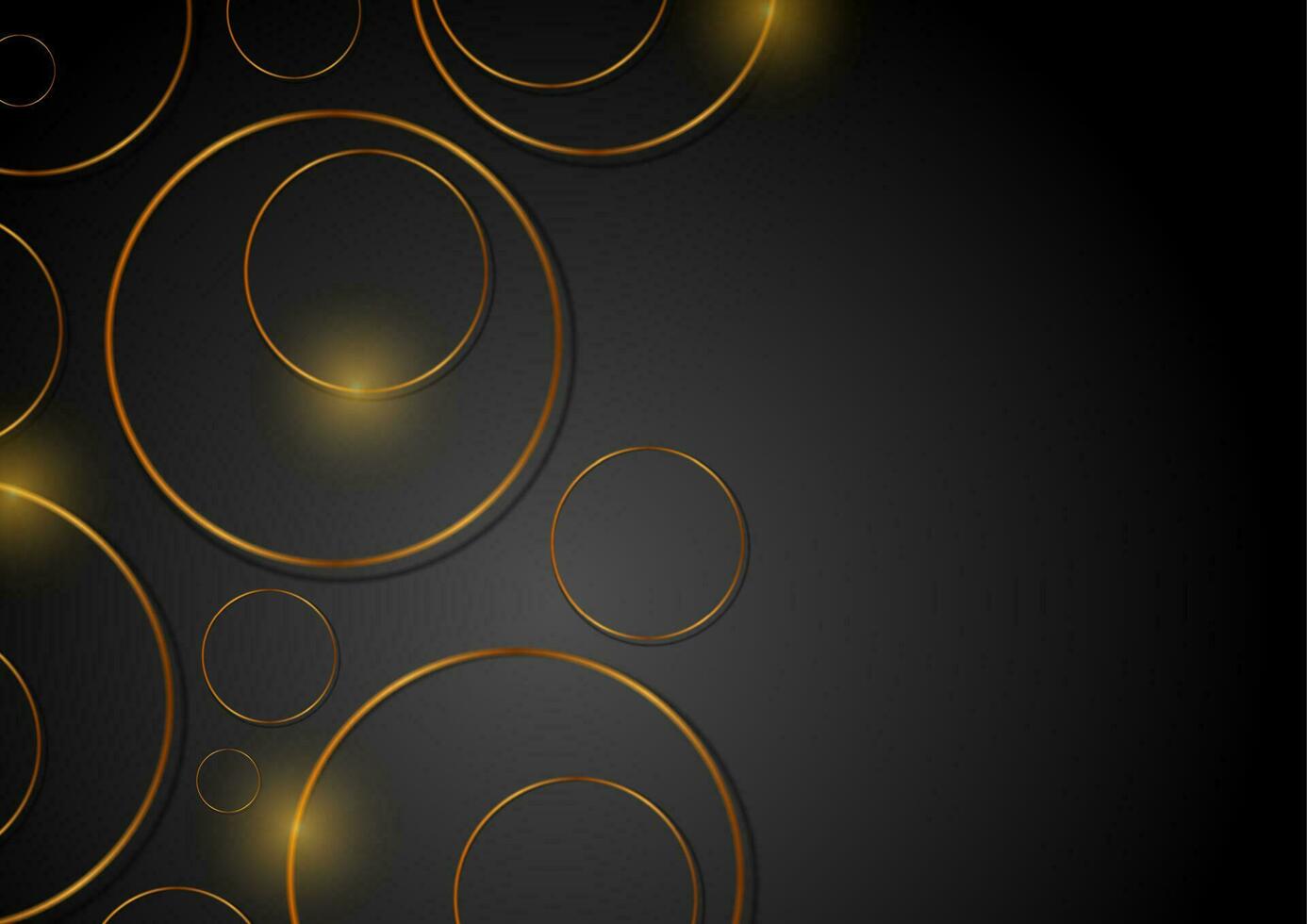 Abstract dark geometric background with golden rings vector