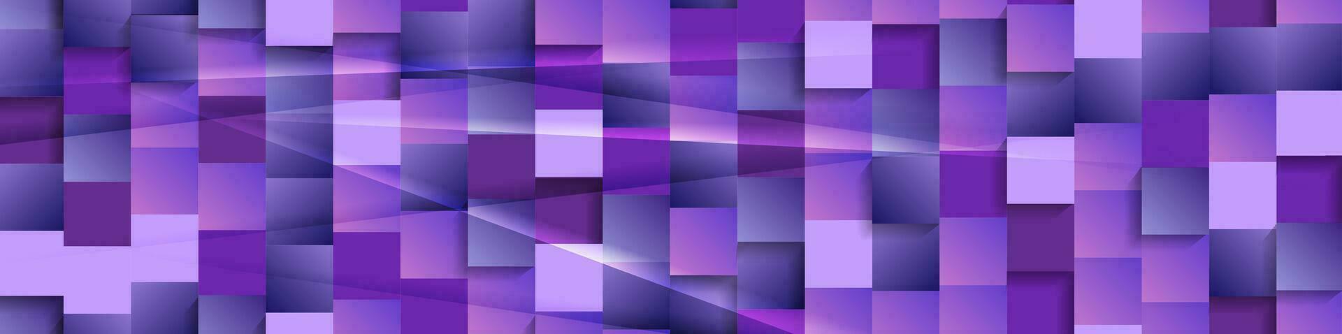 Abstract tech banner with ultraviolet glossy mosaic squares vector