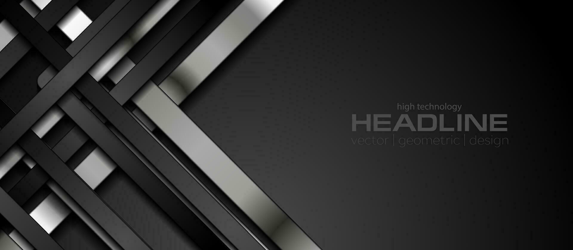 Black and silver metallic smooth stripes abstract corporate background vector