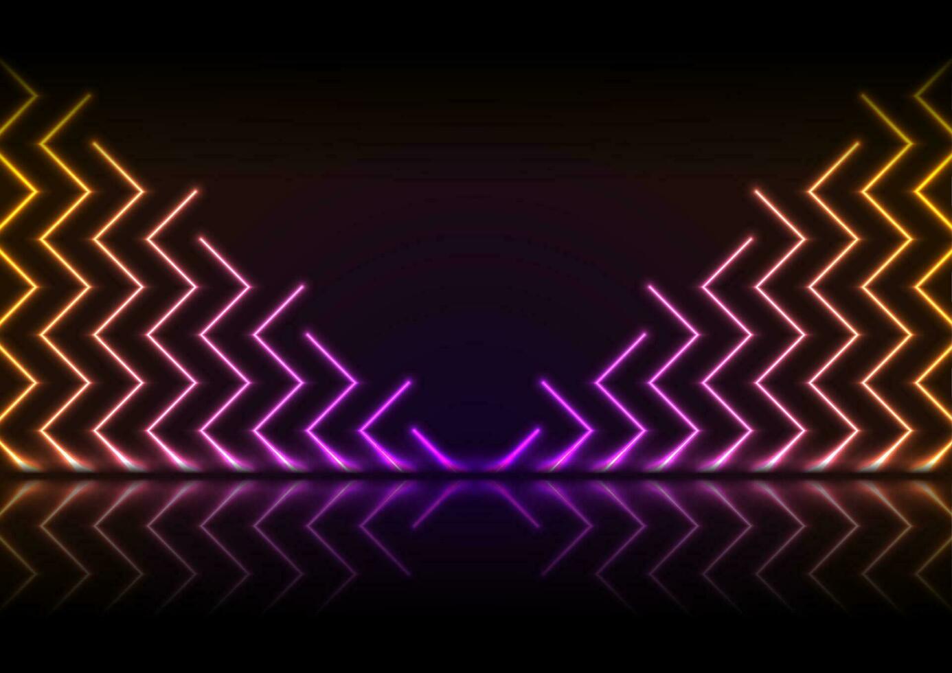 Neon zig zag lines technology abstract background vector
