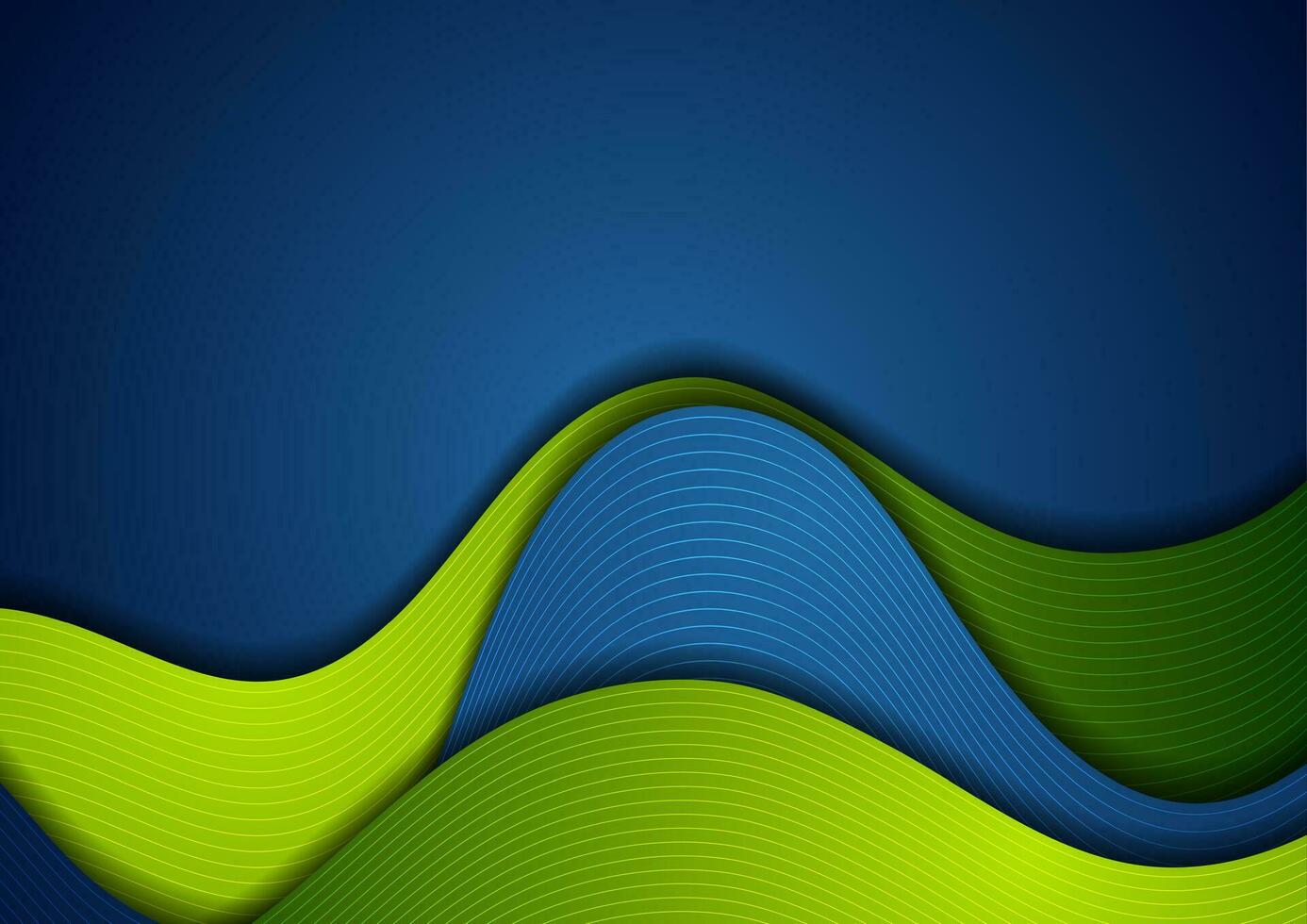 brillante azul verde antecedentes con líneas y olas vector