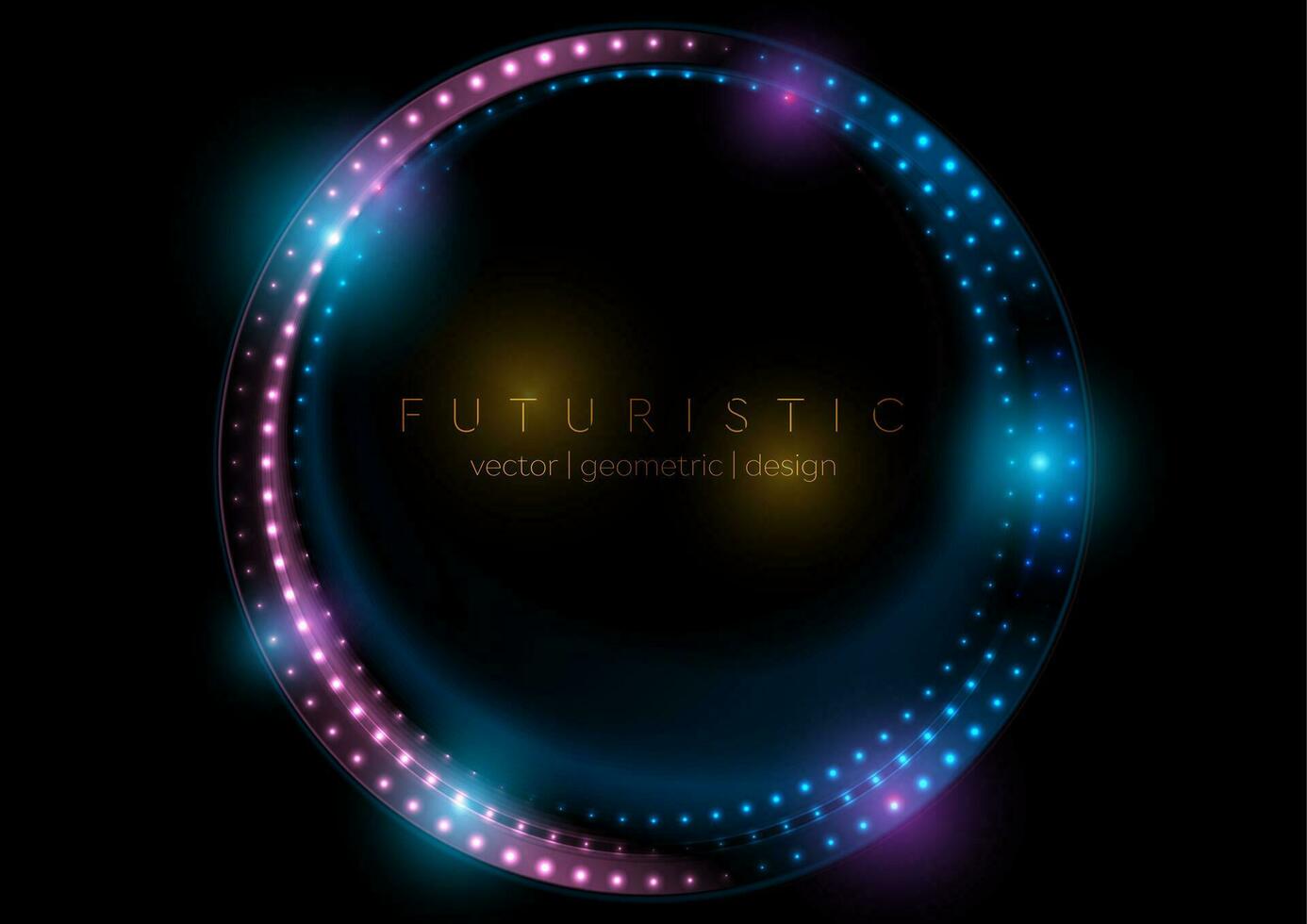 Neon led lights abstract blue purple circles glowing background vector