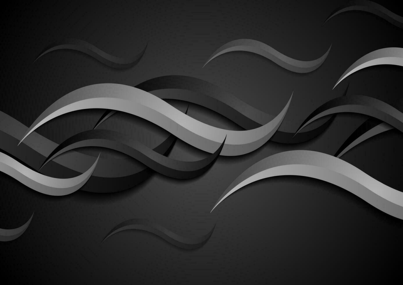Grey and black abstract waves vector background