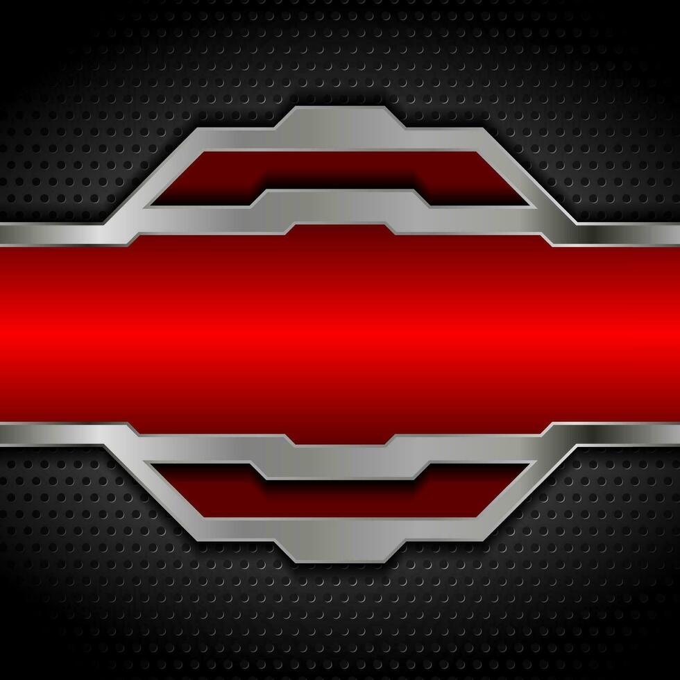 Bright red and dark perforated metallic background vector