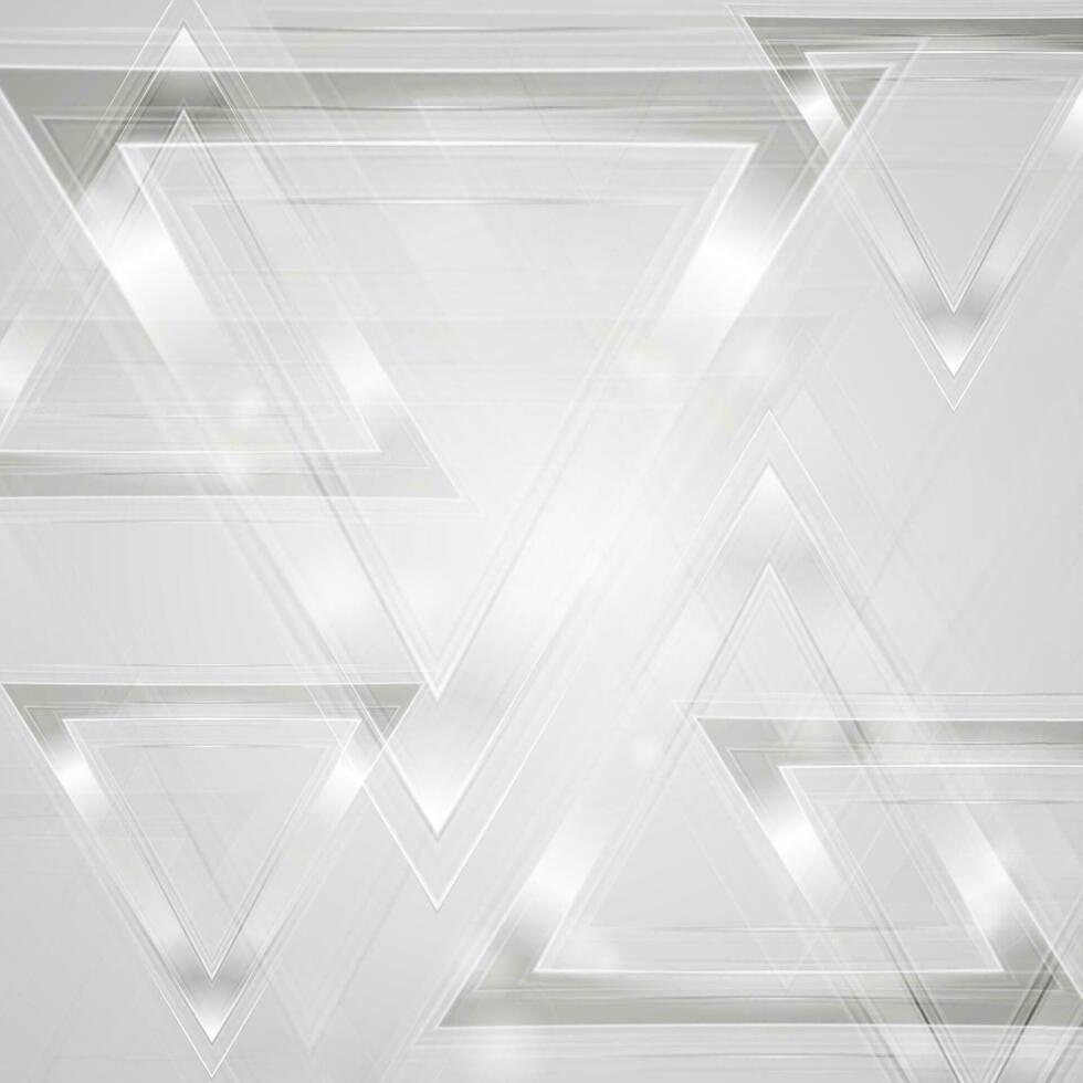 Abstract tech grey glossy triangles background vector