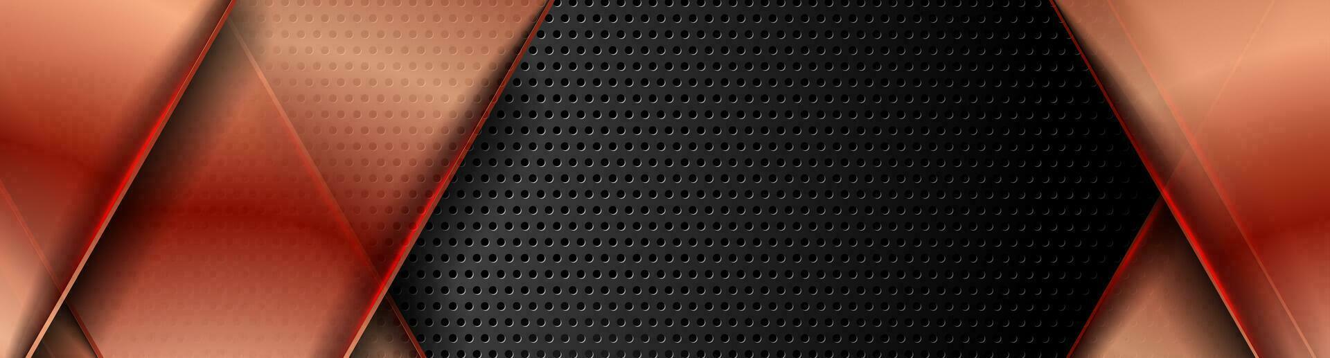 Red copper stripes on dark perforated background vector