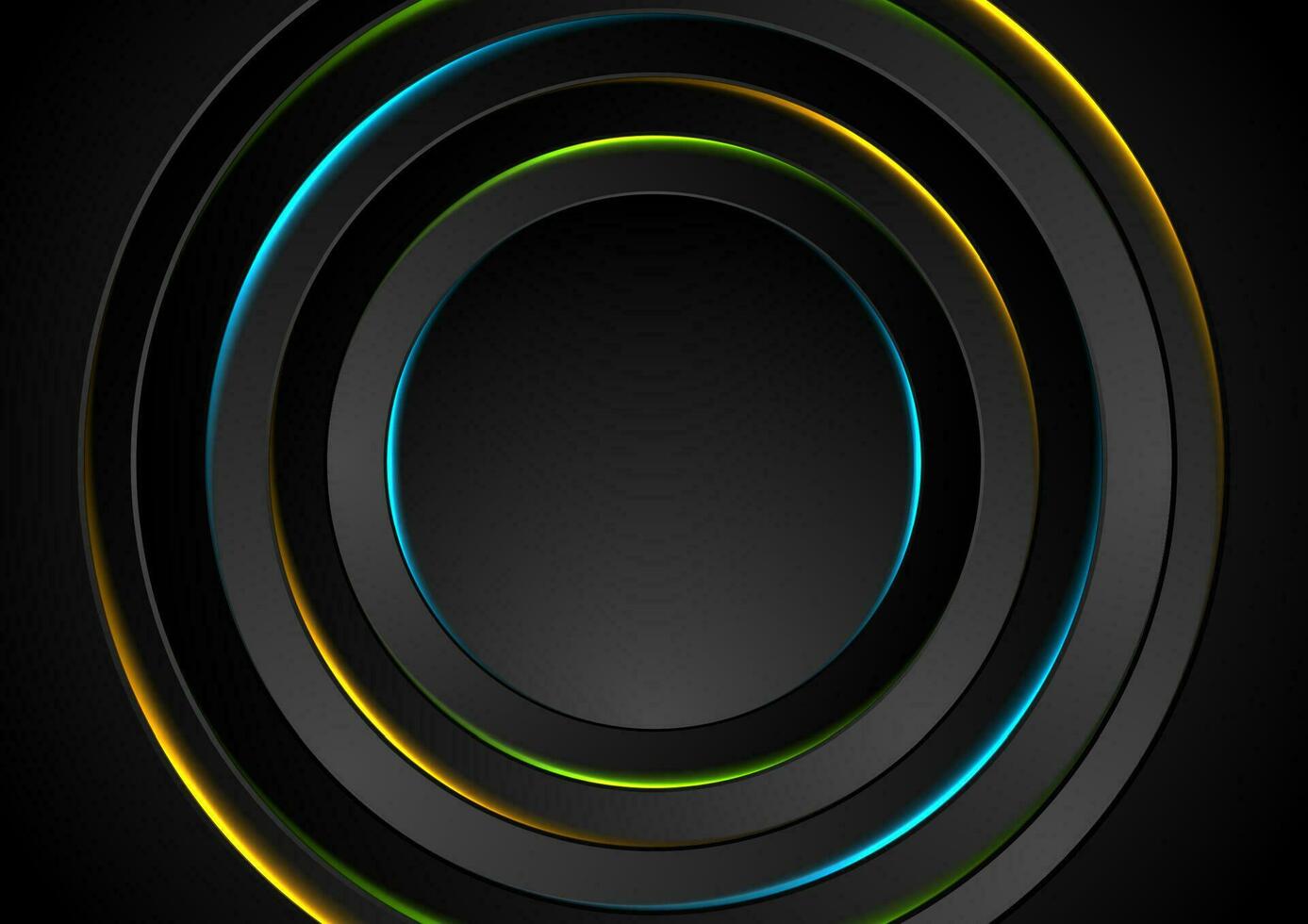Colorful glow neon circles abstract background vector