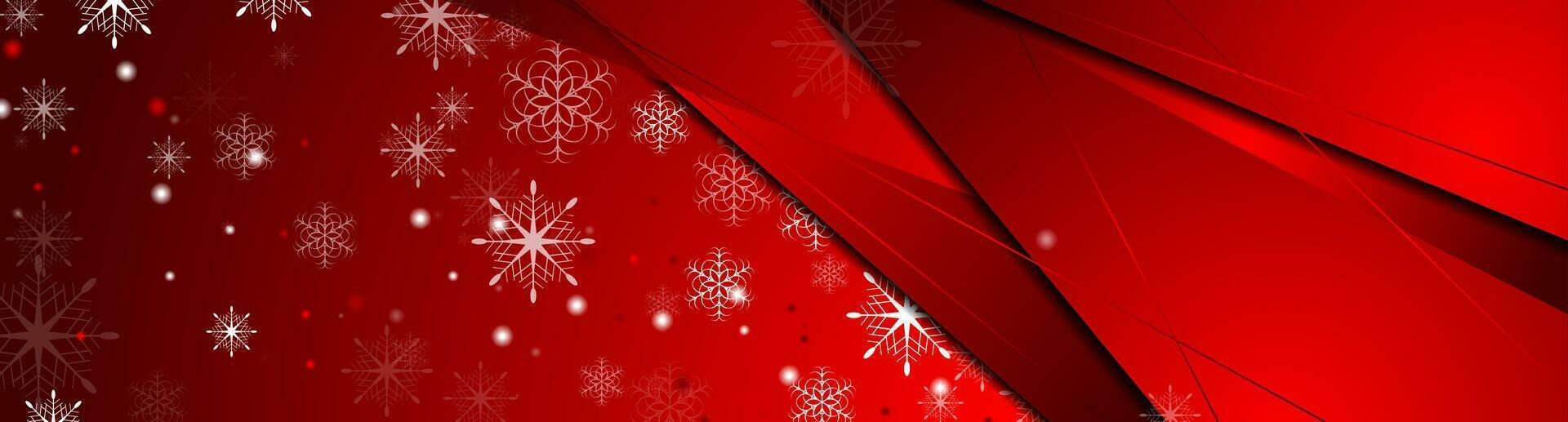 Red abstract snowflakes Christmas corporate banner design vector