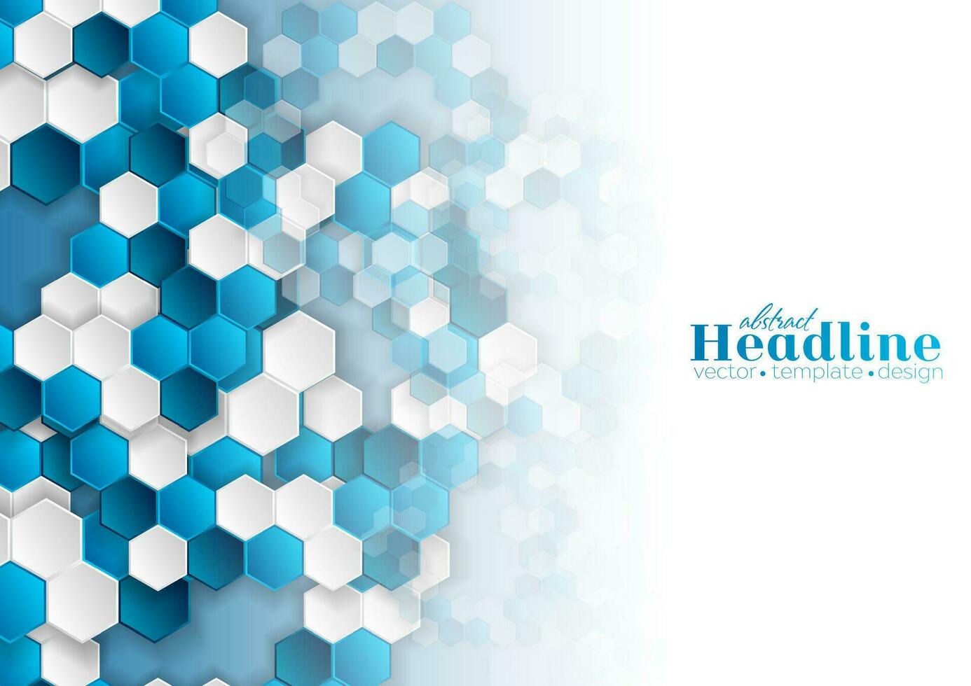 Bright blue and white hexagons abstract background vector