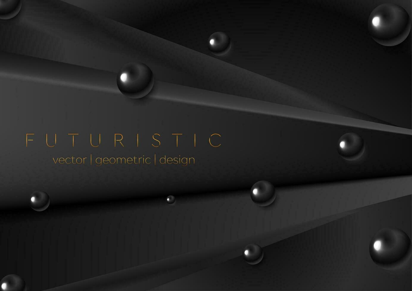 Black abstract geometric background with glossy circles vector