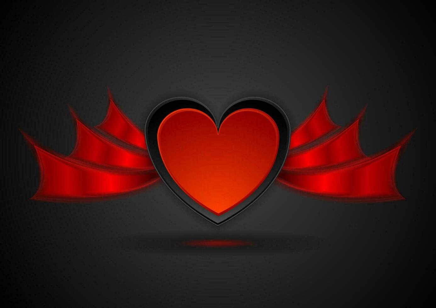 Red heart with wings abstract love background vector