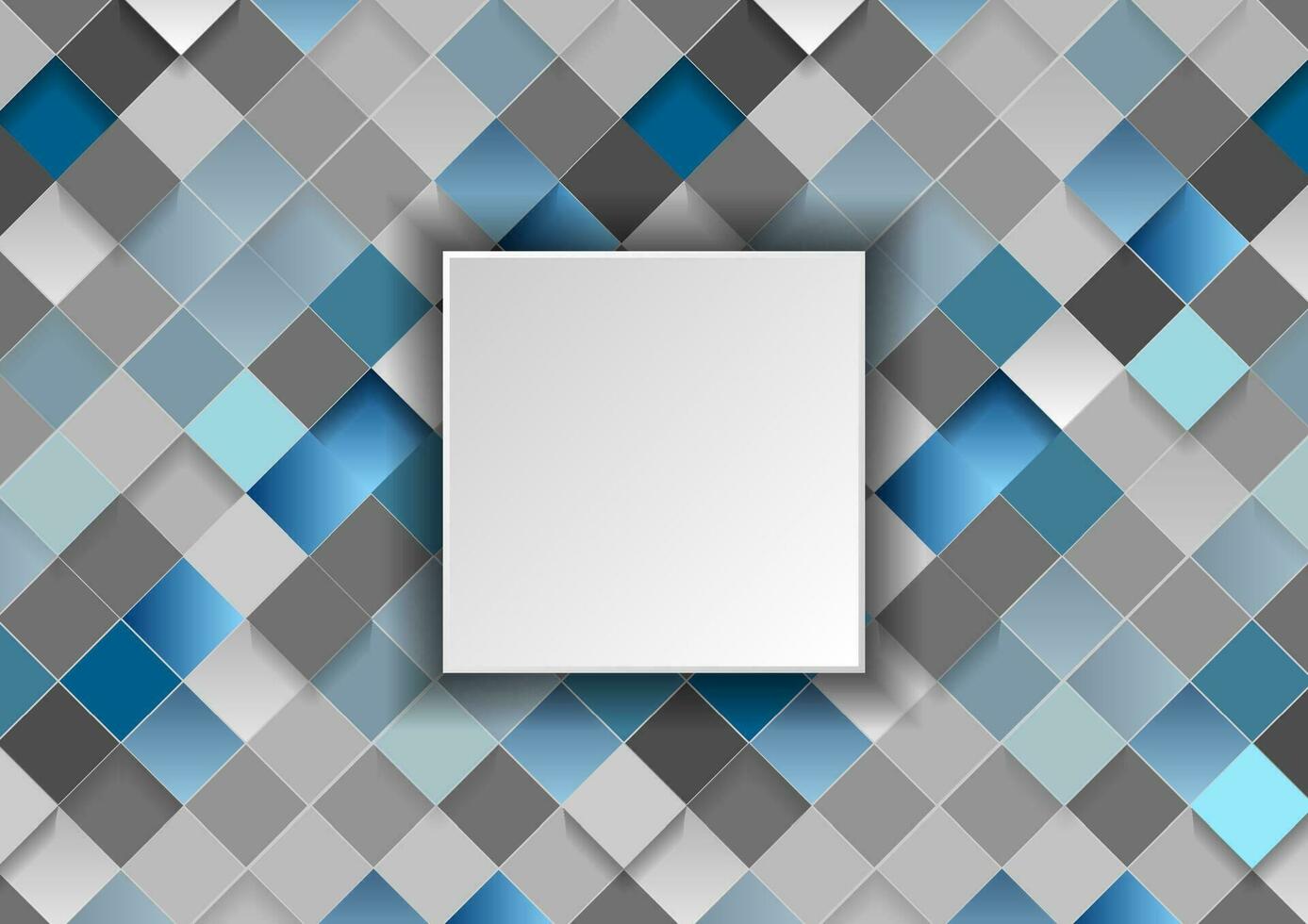 Blue grey geometric squares mosaic abstract background vector