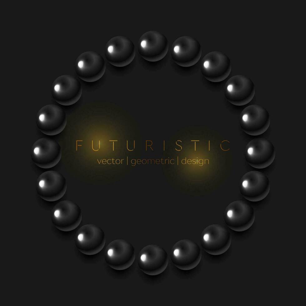 Abstract circle ring from black glossy beads modern background vector