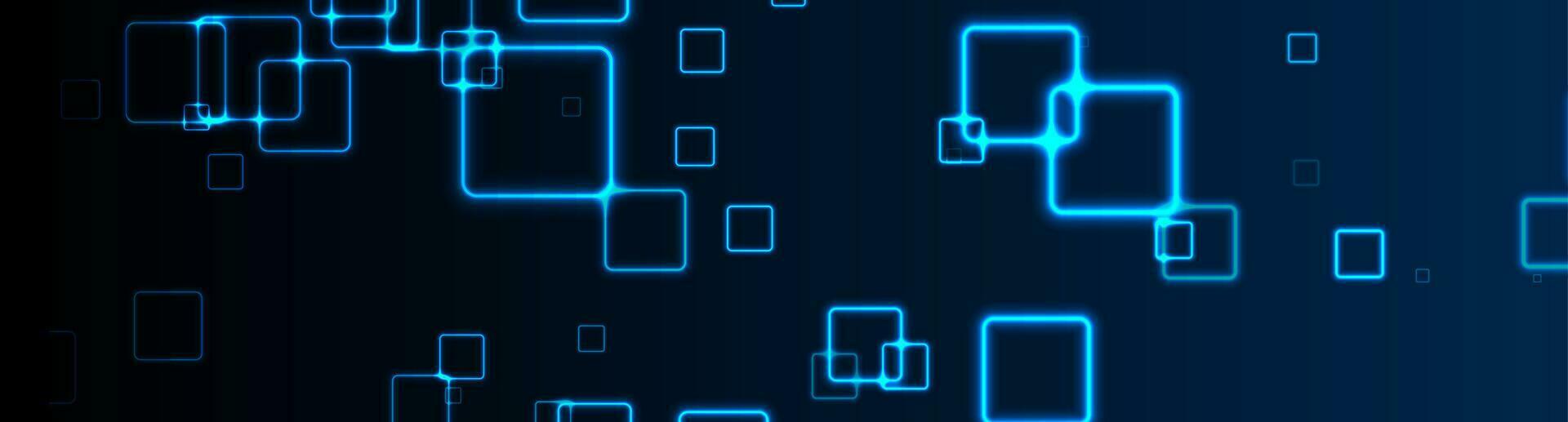 Bright blue neon geometric squares abstract background vector