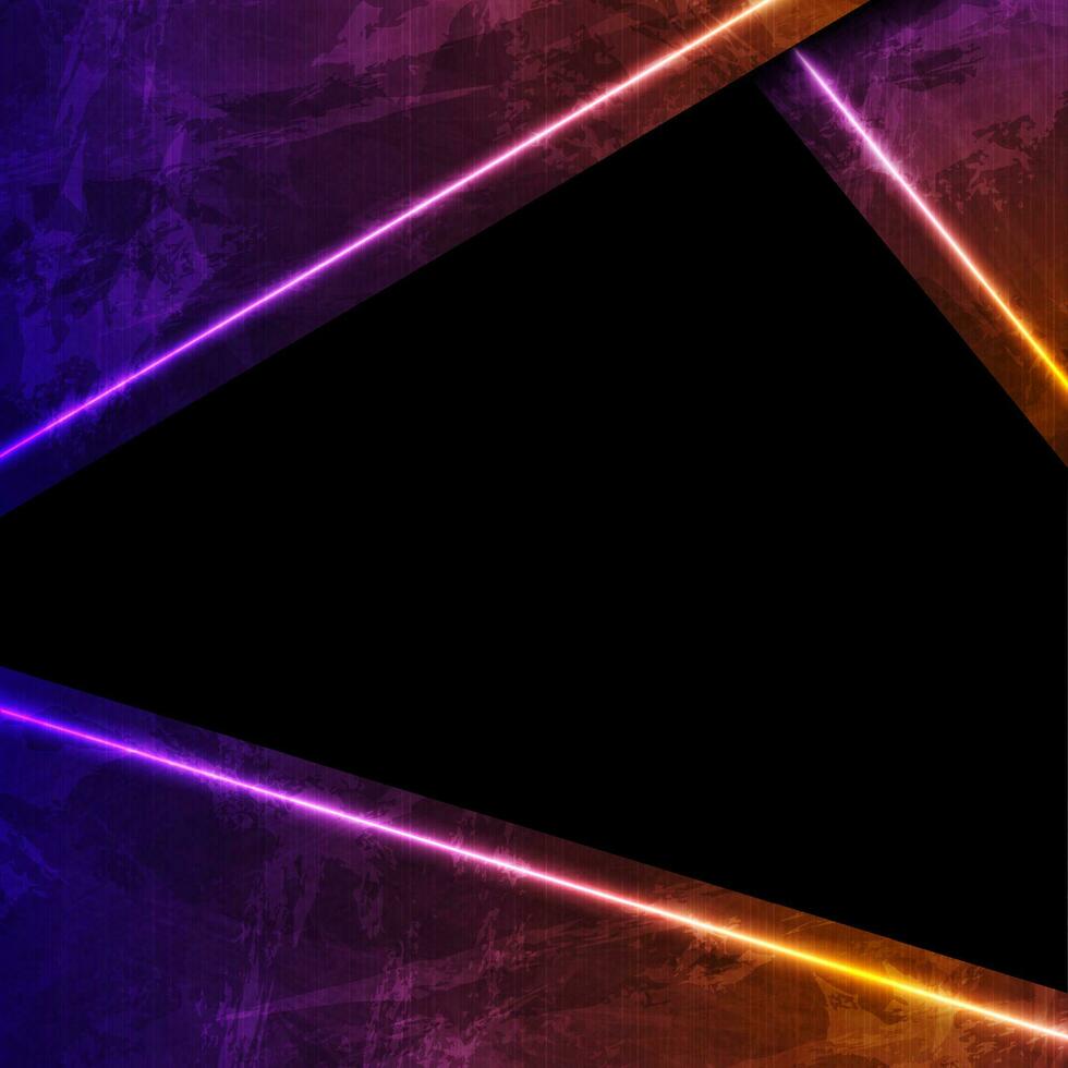 Purple and orange neon laser lines on grunge background vector