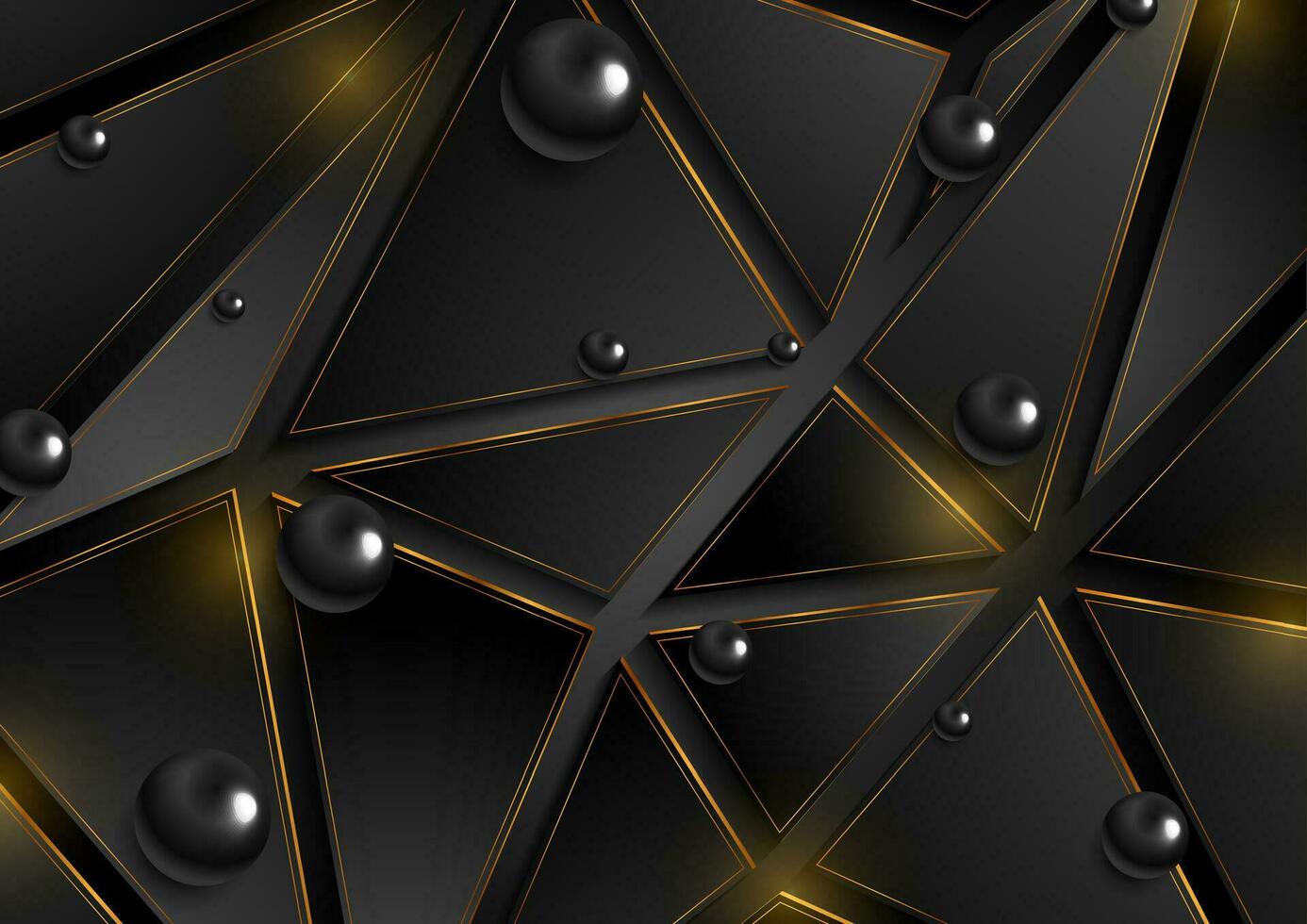 Hi-tech low poly background with black glossy beads vector