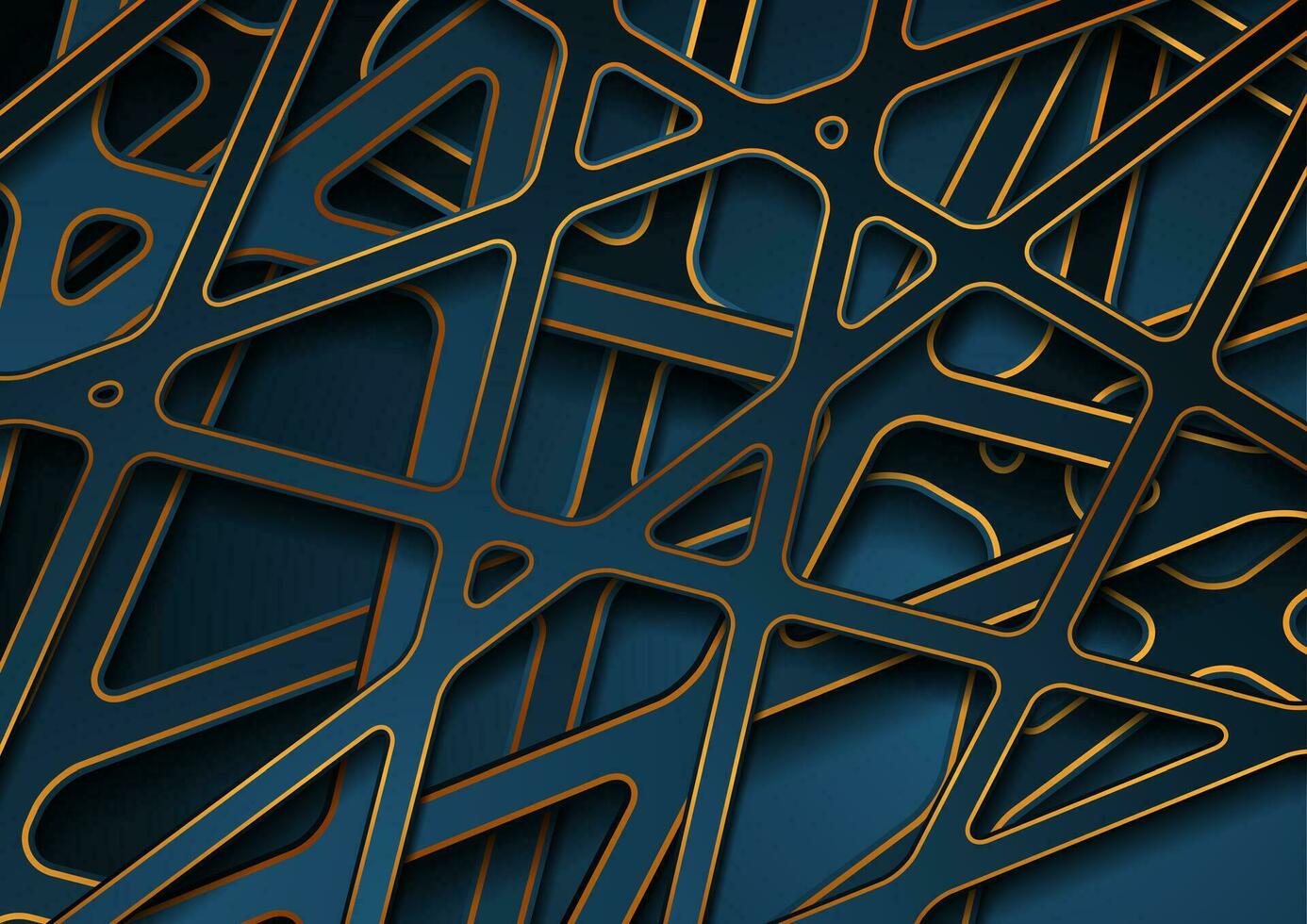 Blue and golden papercut 3d stripes abstract background vector