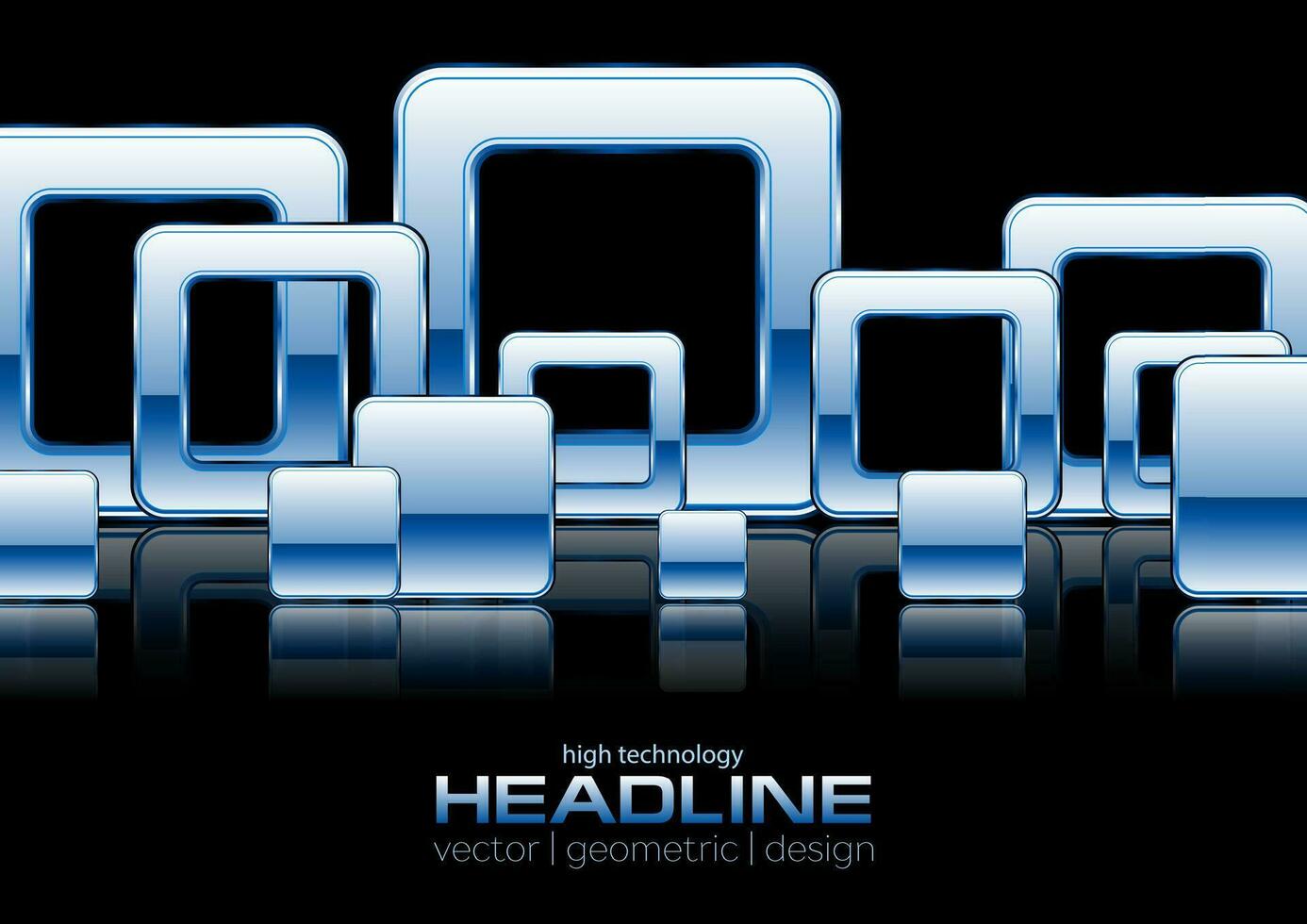 Abstract blue glossy chrome squares background vector
