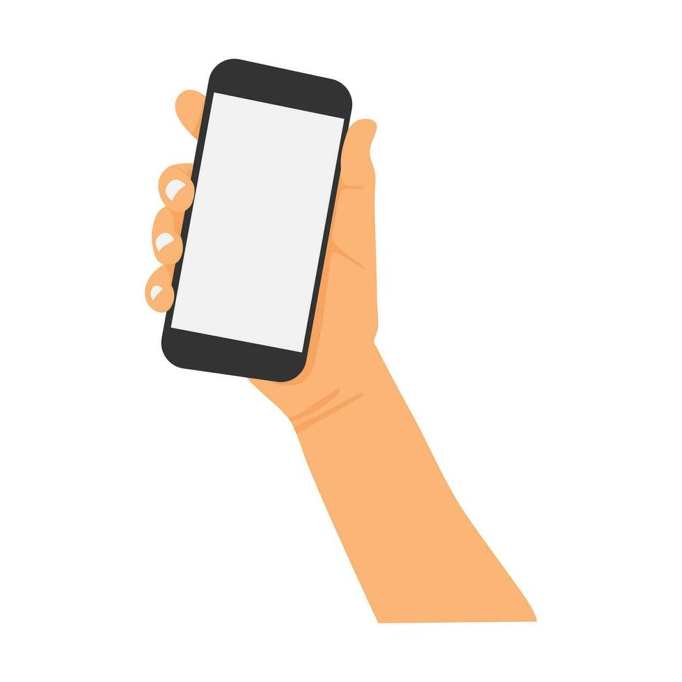 vector illustration of a hand holding a cell phone or smartphone