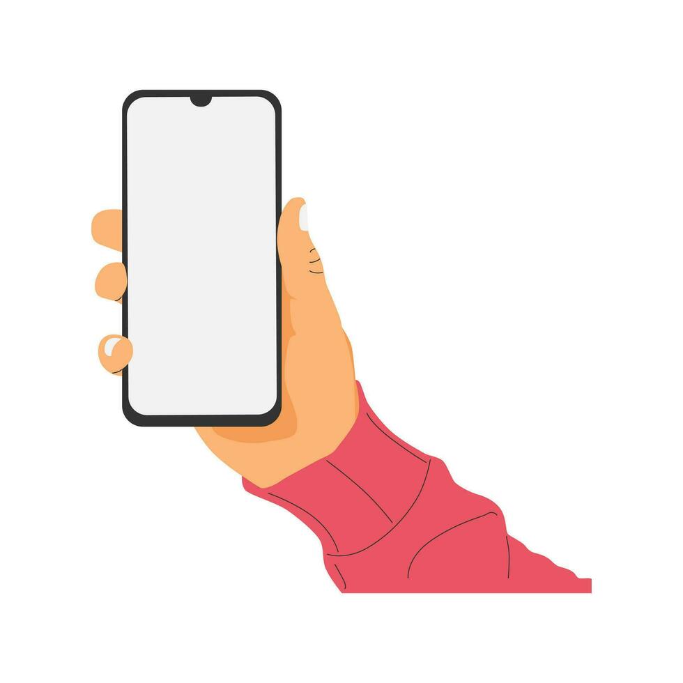vector illustration of a hand holding a smartphone